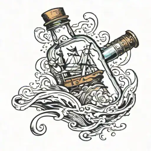 Message In A Bottle Floating Away