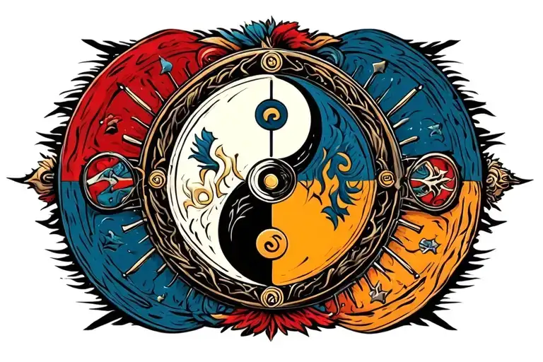 Wheel Of Time Banner Featuring Ying Yang Symbol And 7 Ajah Colors