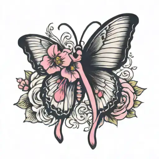 Butterfly And Breast Cancer Ribbon