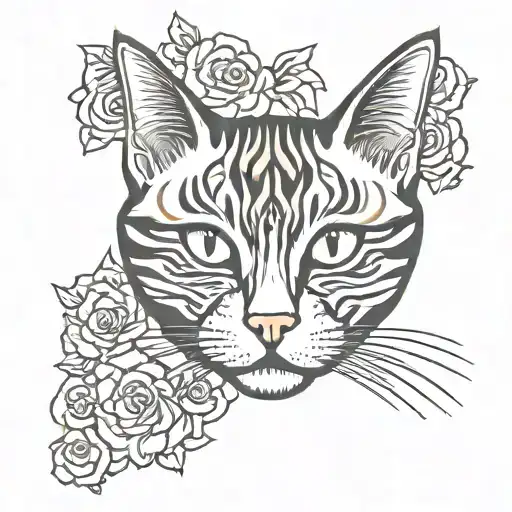 Cat Face Trad Tattoo Design