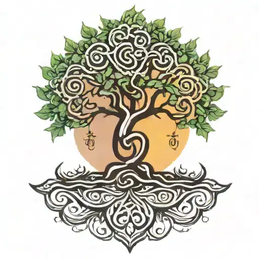 Banian Tree With Musical Roots Shaped Like Hindi Om