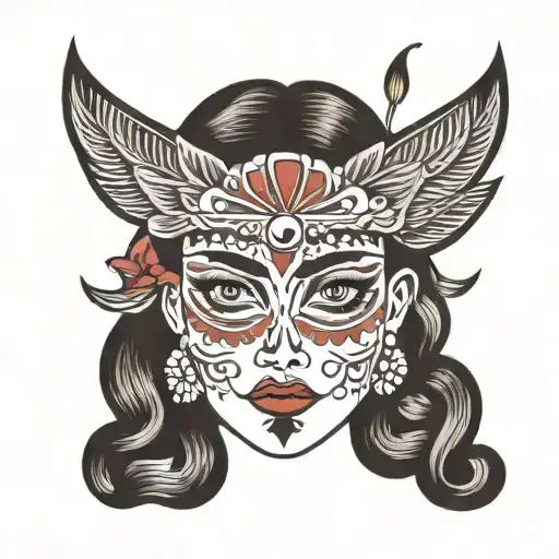 Mexican Women Face With Red Eyes