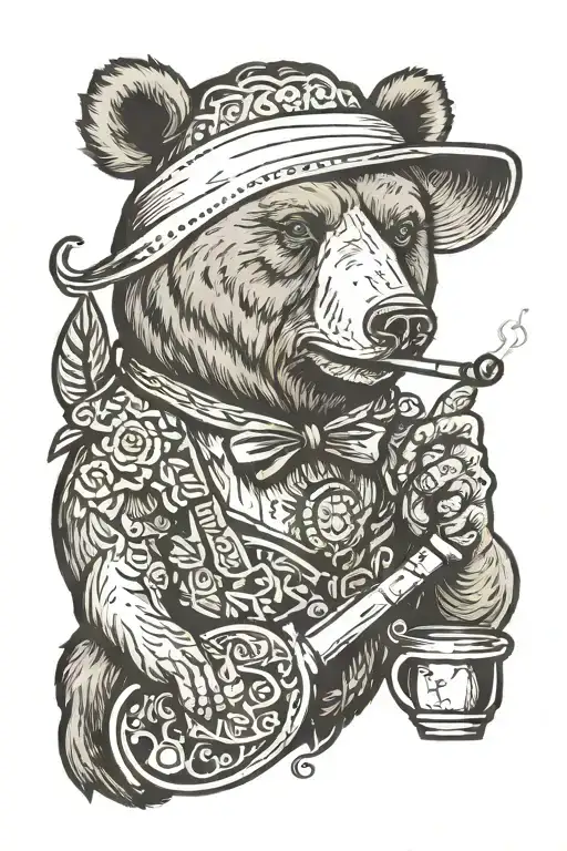 Bear Smoking Pipe