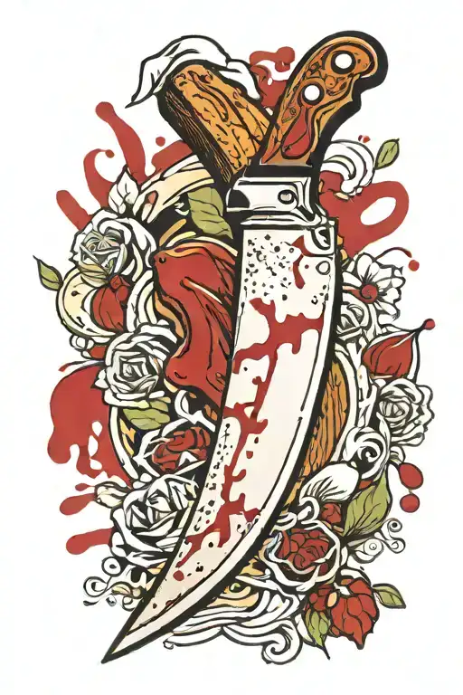 Chefs Knife With Blood Dripping