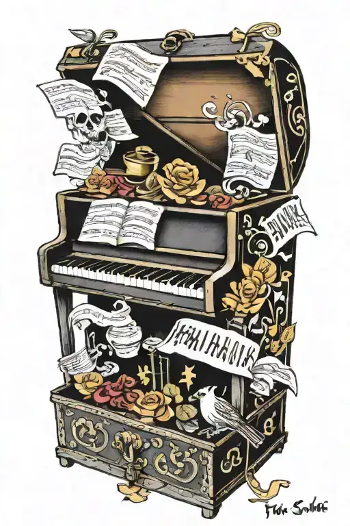 Piano Inside An Open Treasure Chest