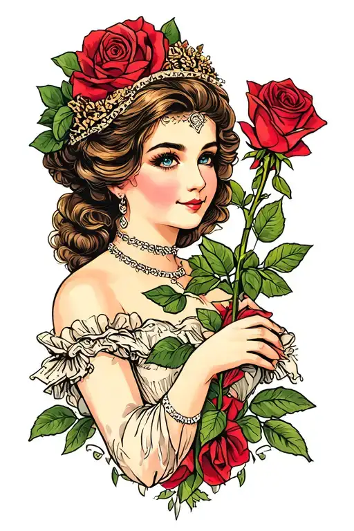 Daddys Princess Holding A Rose