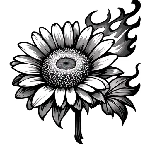 Daisy Fully Engulfed In Flames Black And Grey