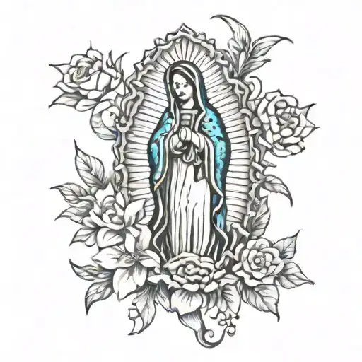 Lillie Flower With Stem And Virgen De Guadalupe With Long Stems