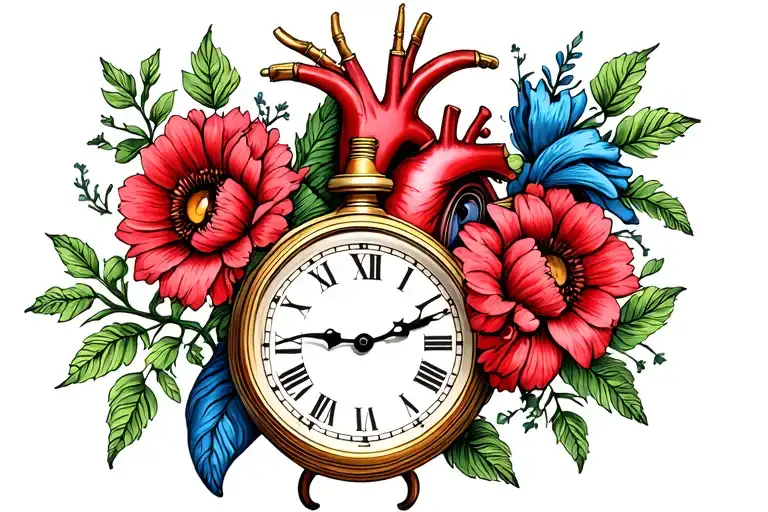Anatomical Heart Clock Eye Flowers