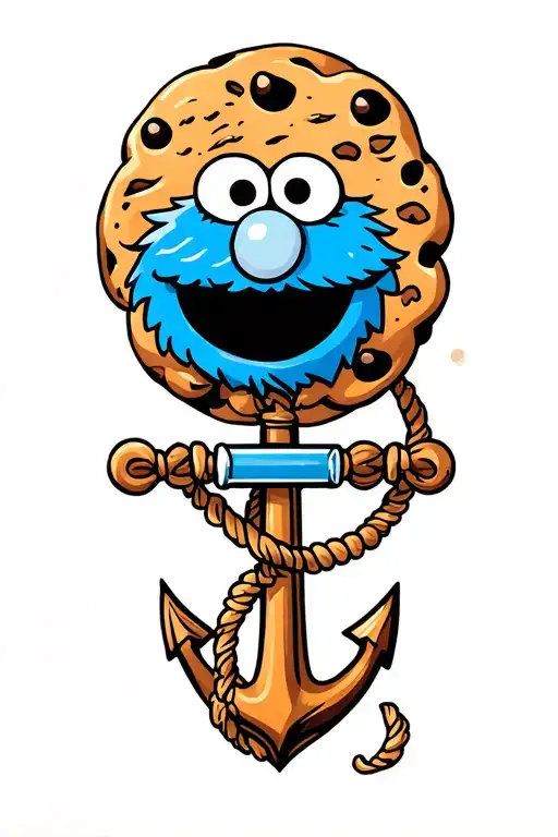 Cookie Monster With An Anchor Surrounded