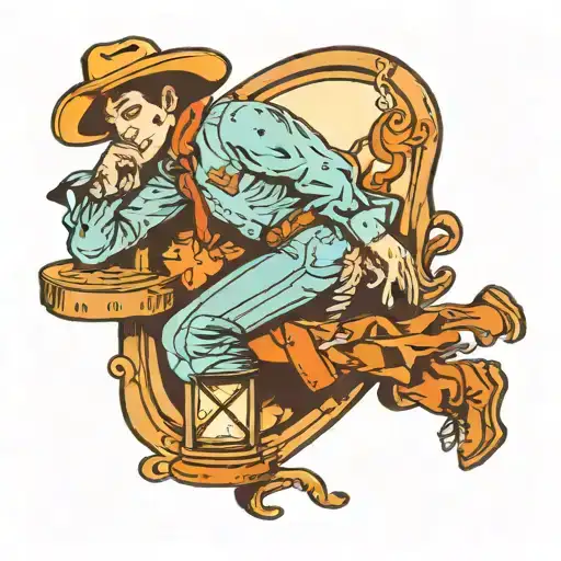 Sleeping Cowboy In Hourglass