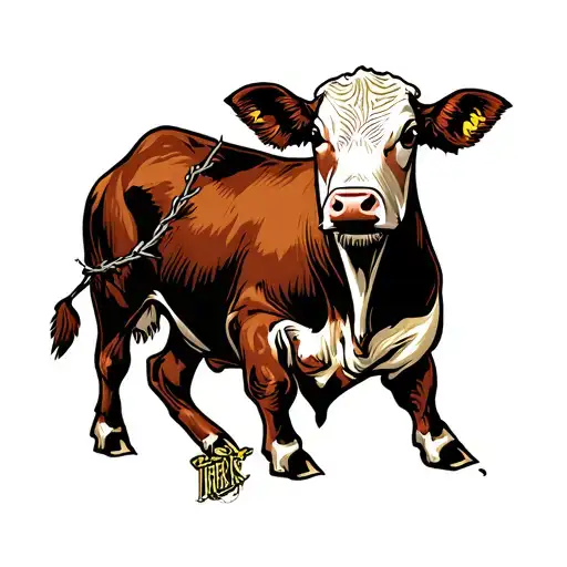 Calf Caught In Barb Wire Stuck