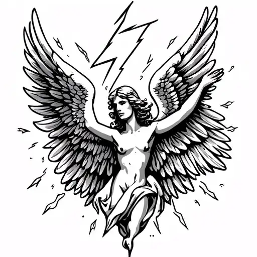 Lightning Bolts With Angel Wings