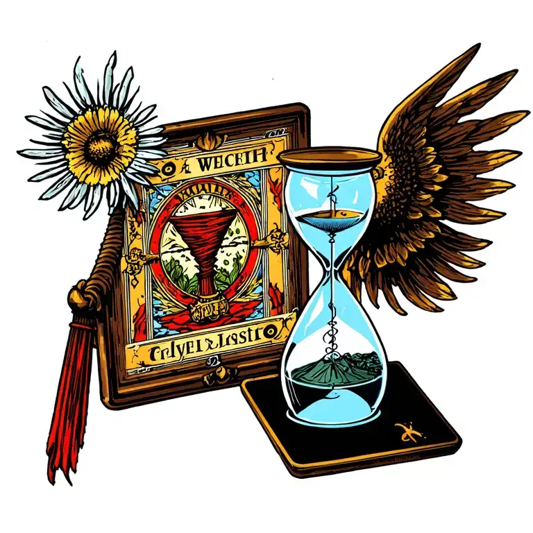 Hour Glass And Justice Tarot Card Tarot
