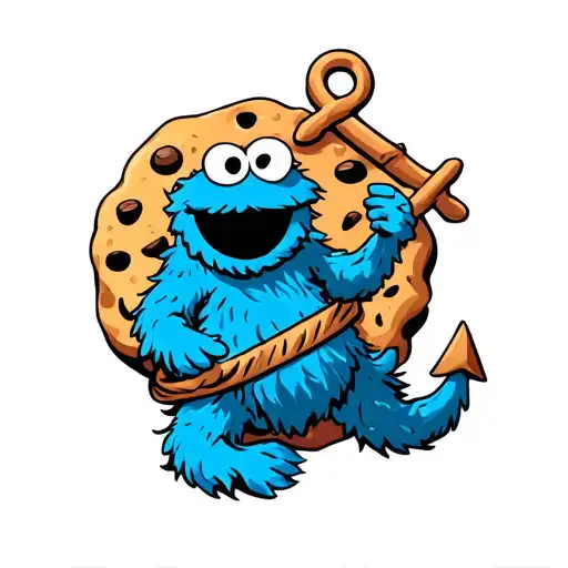Cookie Monster Wrapped With An Anchor Intertwined Representing