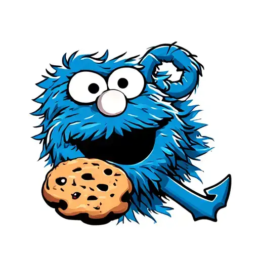 An Anchor With Cookie Monster Tattoo Design Combining Elements