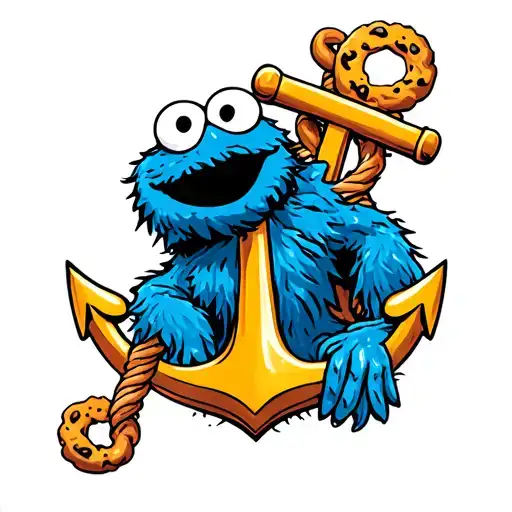 Cookie Monster With An Anchor Intertwined