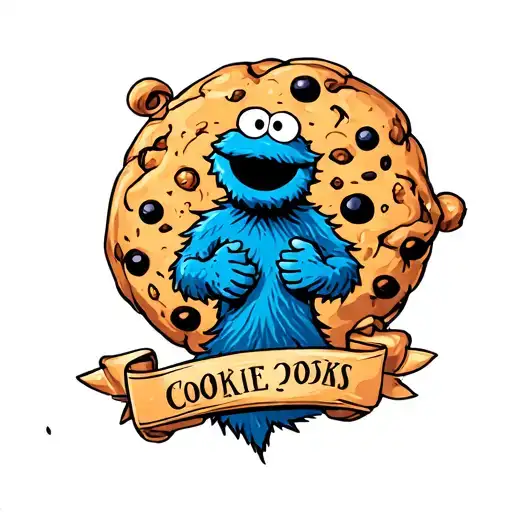 Cookie Monster With An Anchor In Intertwined Within