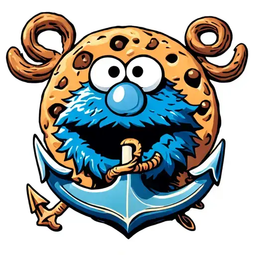 Cookie Monster With An Anchor In Intertwined Within