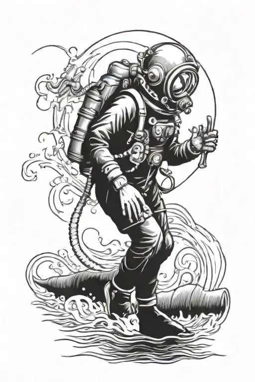 Old Fashioned Deep Sea Diver No Color