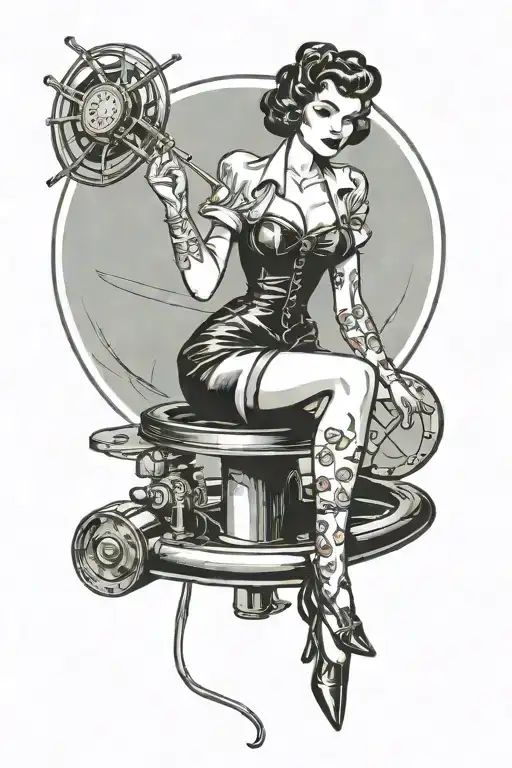 Pin Up Girl Welder Full Body
