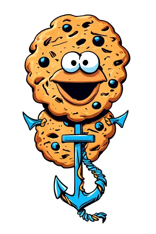 Cookie Monster With An Anchor Intertwined