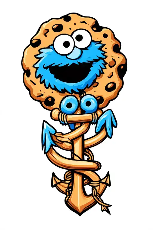 Cookie Monster With An Anchor Intertwined