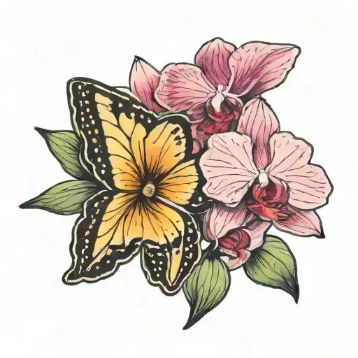Orchid And Butterfly