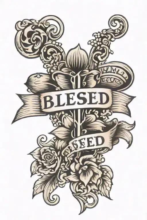 Blessed Written On Neck Simple