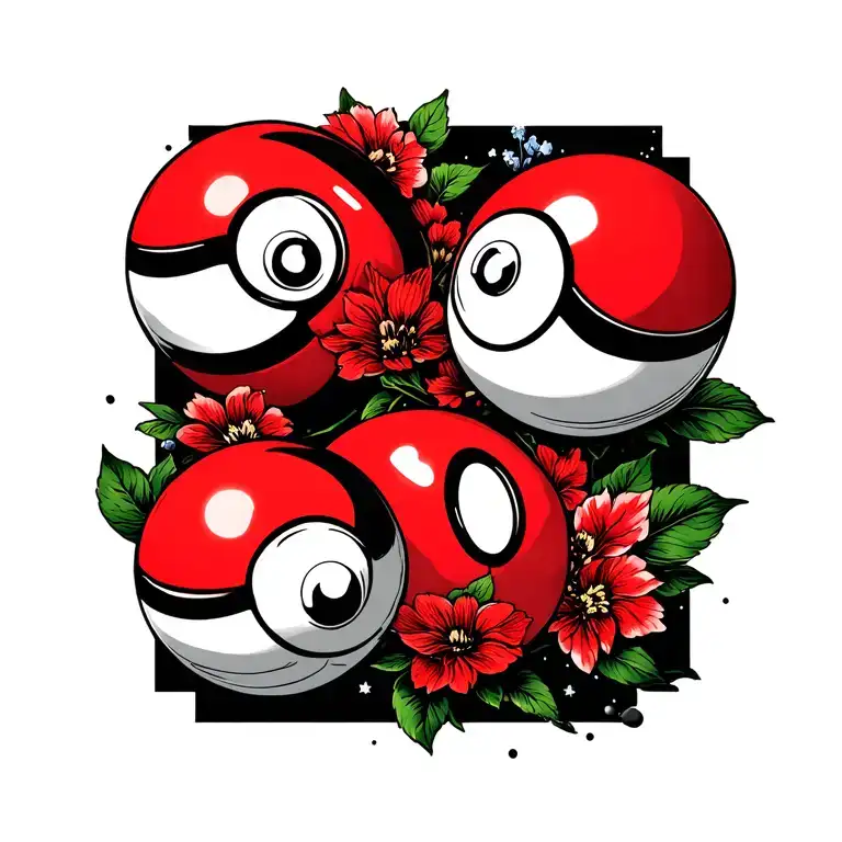 Four Poke Balls Arranged