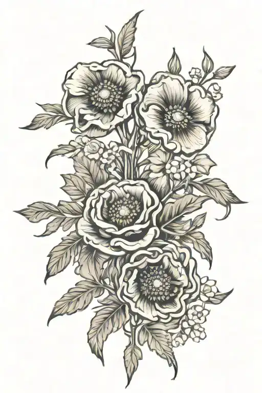 Poppys And Viking Runes Engraved