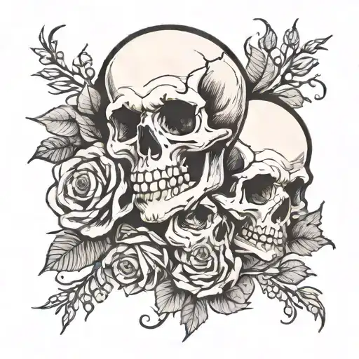 Skull And Roses Entwined