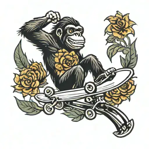 Skate Ape Skating Flowers
