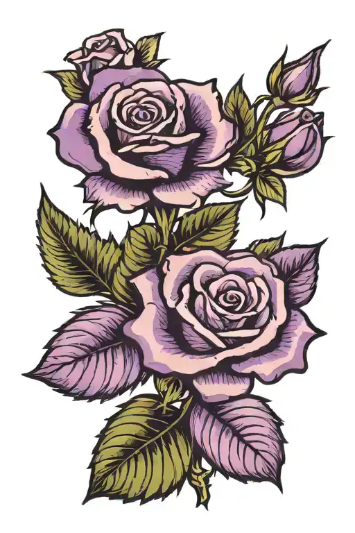 Purple Rose With Stem Rose