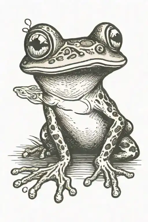 Vintage Frog With Kiss Mark On Its Nose