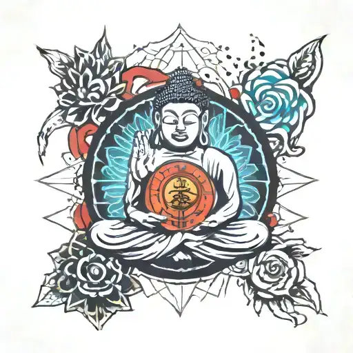 Budda Hand And Chakra Symbol