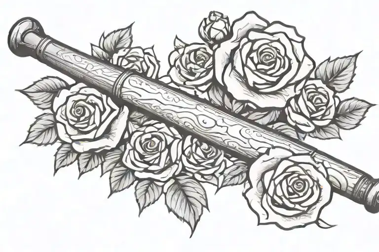 Baseball Bat With Roses Wrapped