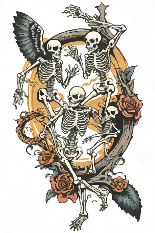 Dancing Skeletons In Graveyard Scene