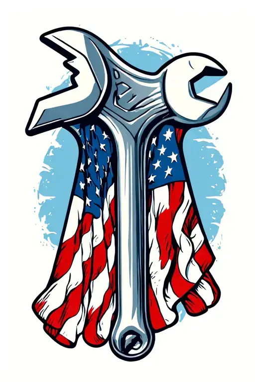 Wrench And American Flag