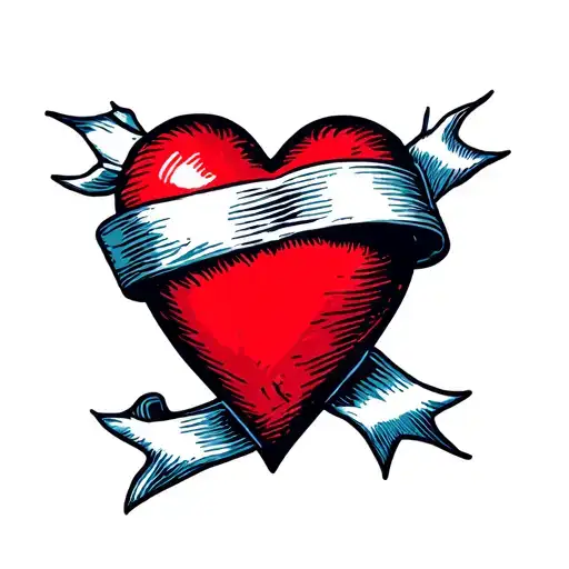 Classic Red Heart With Ribbon Wrapped