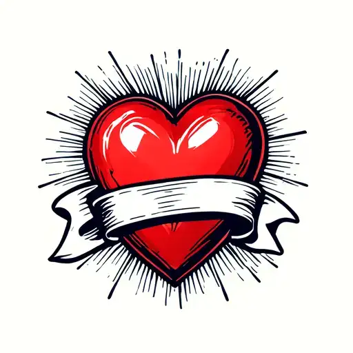 Classic Red Heart With Ribbon Wrapped