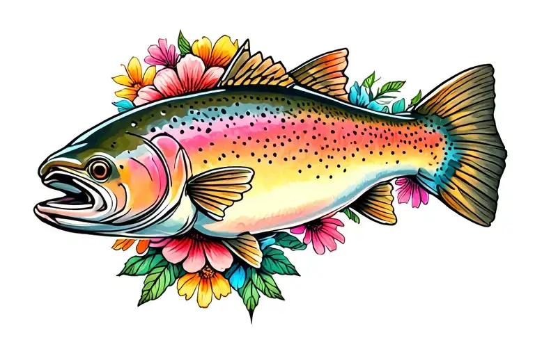 Rainbow Trout With Poppi Flowers