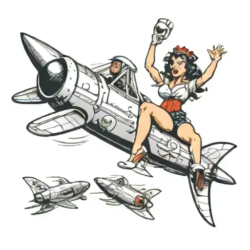 Pin Up Girl Riding Rocket