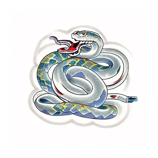 Snake Intertwined With Japanese Kanji Characters