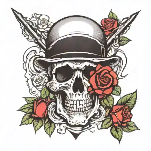 Skull And Rose Surrounded