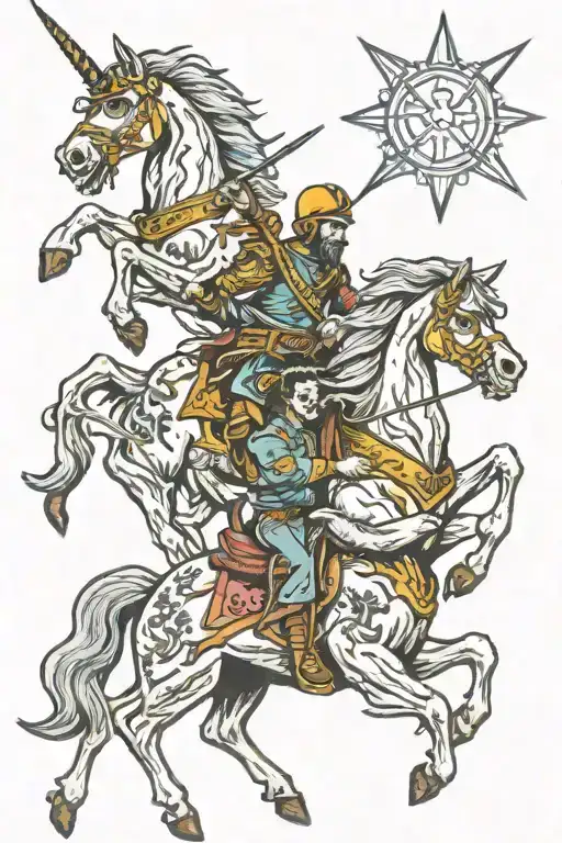 Zombie Warriors Riding Unicorns Fighting Trolls
