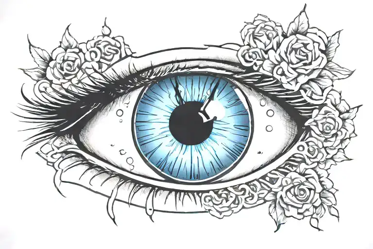 Crying Blue Eye With Clock Inside