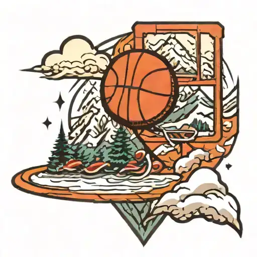 Basketball And Snowy Mountain