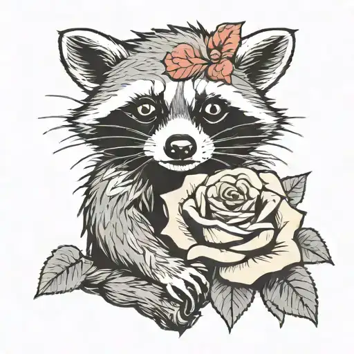 Racoon Holding A Rose