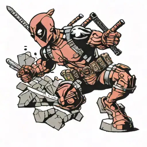 Deadpool Breaking Through Wall